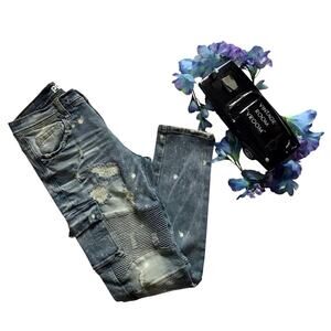 Preme NWOT Light Stone Wash Distressed Skinny Jeans Men 32